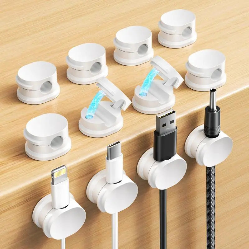 Magnetic Cord Organizer Set of 12 - Adhesive Cable Management Solutions for USB Chargers on Bedside Tables, Walls, and Vehicles - Versatile and User-Friendly