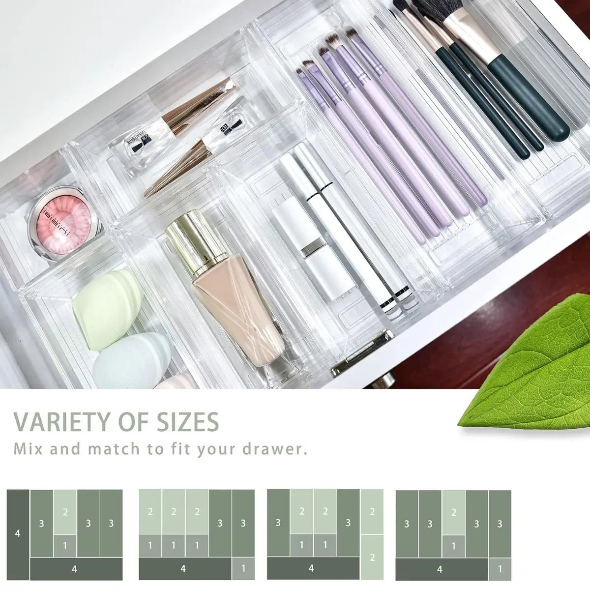 16-Piece Versatile Drawer Organizer Set for Kitchen, Makeup, Bedroom, Office, and Gadgets - Transparent Smooth Storage Trays