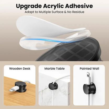Magnetic Cord Organizer Set of 12 - Adhesive Cable Management Solutions for USB Chargers on Bedside Tables, Walls, and Vehicles - Versatile and User-Friendly