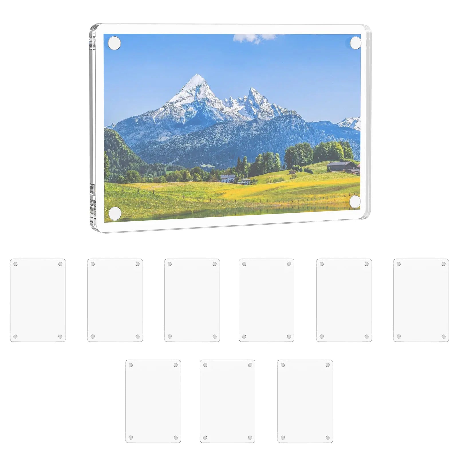 10-Pack Clear Acrylic Magnetic Photo Frames for Refrigerators - Double-Sided Design for Mini Instant Photos (2.36 x 3.54 Inches)