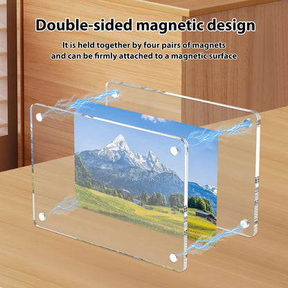 10-Pack Clear Acrylic Magnetic Photo Frames for Refrigerators - Double-Sided Design for Mini Instant Photos (2.36 x 3.54 Inches)