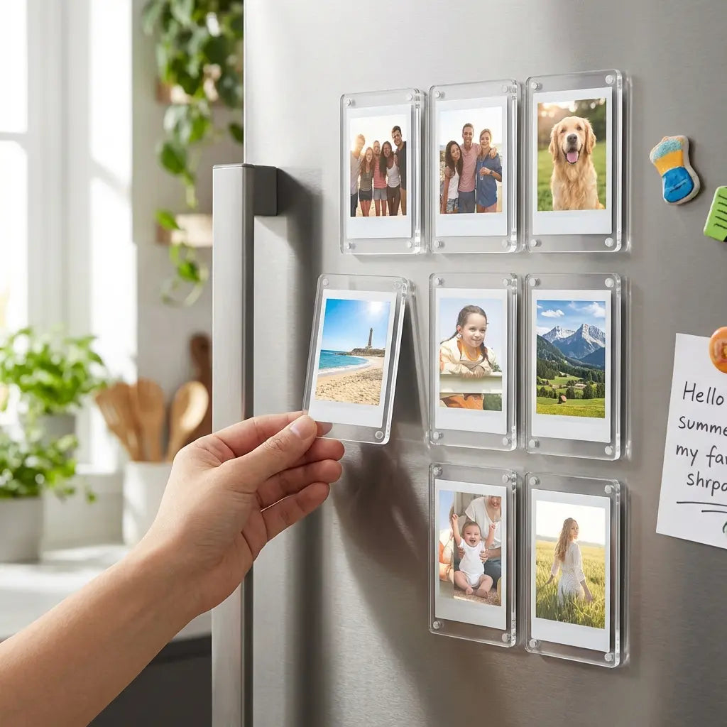10-Pack Clear Acrylic Magnetic Photo Frames for Refrigerators - Double-Sided Design for Mini Instant Photos (2.36 x 3.54 Inches)