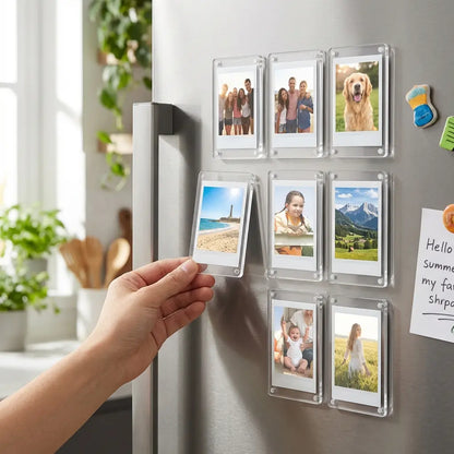 10-Pack Clear Acrylic Magnetic Photo Frames for Refrigerators - Double-Sided Design for Mini Instant Photos (2.36 x 3.54 Inches)
