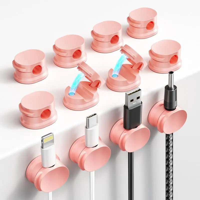 Magnetic Cord Organizer Set of 12 - Adhesive Cable Management Solutions for USB Chargers on Bedside Tables, Walls, and Vehicles - Versatile and User-Friendly