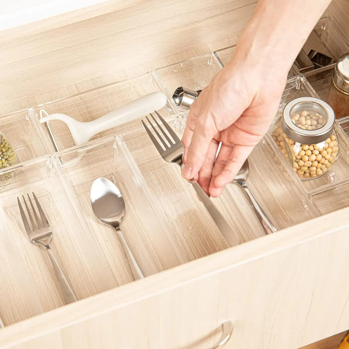 16-Piece Versatile Drawer Organizer Set for Kitchen, Makeup, Bedroom, Office, and Gadgets - Transparent Smooth Storage Trays