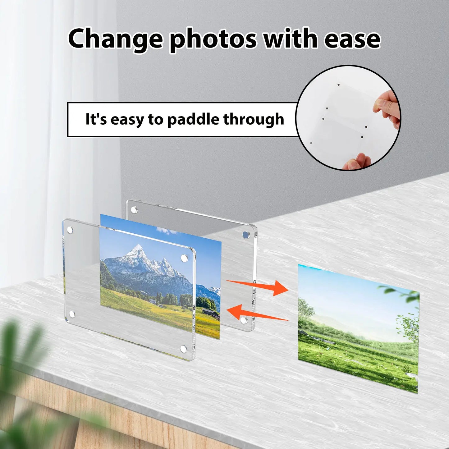 10-Pack Clear Acrylic Magnetic Photo Frames for Refrigerators - Double-Sided Design for Mini Instant Photos (2.36 x 3.54 Inches)