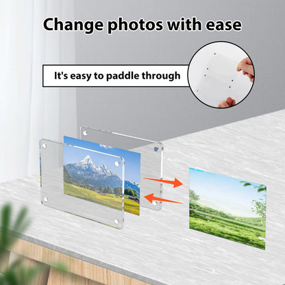 10-Pack Clear Acrylic Magnetic Photo Frames for Refrigerators - Double-Sided Design for Mini Instant Photos (2.36 x 3.54 Inches)