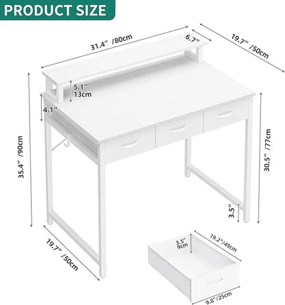 Yitahome Compact Computer Desk with Storage Drawers and Monitor Stand for Limited Spaces, Ideal for Home Office and Study Use