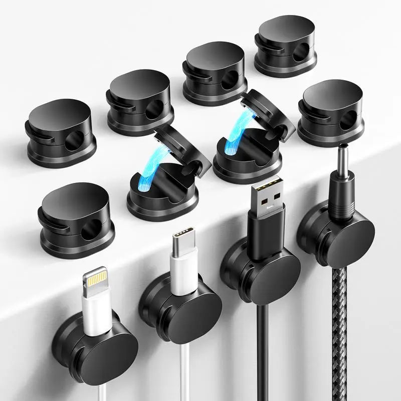 Magnetic Cord Organizer Set of 12 - Adhesive Cable Management Solutions for USB Chargers on Bedside Tables, Walls, and Vehicles - Versatile and User-Friendly