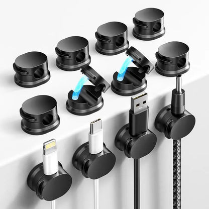 Magnetic Cord Organizer Set of 12 - Adhesive Cable Management Solutions for USB Chargers on Bedside Tables, Walls, and Vehicles - Versatile and User-Friendly